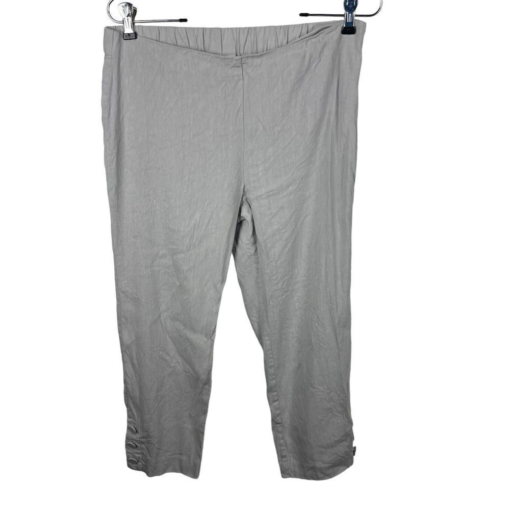 J. Jill Gray High Rise Textured Linen Stretch‎ Pull On Gray Pant Size S Petite
